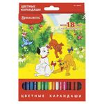 Карандаши цветные BRAUBERG "My lovely dogs", 18 цветов, заточенные, картонная упаковка, 180546