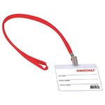 Бейдж горизонтальный (60х90 мм), на красной ленте 45 см, ОФИСМАГ, 235704