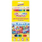 Карандаши цветные ЮНЛАНДИЯ "ДОМИКИ", 12 цветов, пластиковые, классические, грифель мягкий 3 мм, 181836