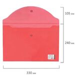 Папка-конверт с кнопкой BRAUBERG, А4, до 100 листов, прозрачная, красная, 0,15 мм, 221636