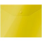 Папка-конверт на кнопке OfficeSpace А5 (190*240мм), 150мкм, пластик, полупрозрачная, желтая