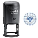 Оснастка для печатей, оттиск D=45 мм, синий, TRODAT 4645, корпус черный, крышка, подушка, 46045/4645