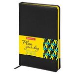 Ежедневник недатированный А5 138x213 мм BRAUBERG "Rainbow", под кожу, 136 л., черный/желтый, 113497