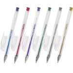 Ручки гелевые BRAUBERG "Jet", НАБОР 6 ЦВЕТОВ, МЕТАЛЛИК, узел 0,7 мм, линия письма 0,5 мм, 141029