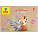 Альбом для рисования 40л., А4, на скрепке Мульти-Пульти "Питомцы", крафт картон