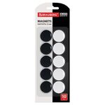 Магниты BRAUBERG "BLACK&WHITE" УСИЛЕННЫЕ 30 мм, НАБОР 10 шт., черные/белые, 237468