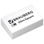 Ластики BRAUBERG "Ultra Square" 6 шт., размер ластика 29х18х8 мм, белые, натуральный каучук, 229603