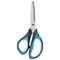 Ножницы ЮНЛАНДИЯ "BASIC", 155 мм, ребристые резиновые вставки, черно-голубые, европодвес, 236991