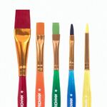 Кисти ЮНЛАНДИЯ, набор 5 шт. (СИНТЕТИКА: круглая № 4; плоские № 2, 7, 12; овальная № 2), блистер с европодвесом, 200889