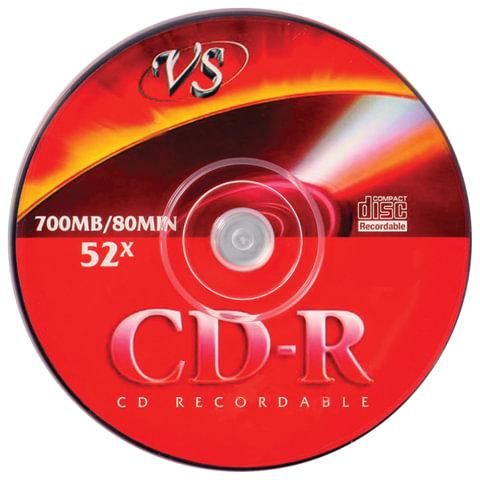 Диски CD-R VS 700 Mb 52x Cake Box (упаковка на шпиле), КОМПЛЕКТ 50 шт., VSCDRCB5001