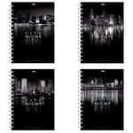 Тетрадь А4, 96 л., HATBER, гребень, клетка, выборочный лак, "НОЧНОЙ ГОРОД" (4 вида), 96Т4влВгр, T43837