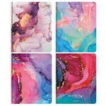 Тетрадь А5, 96 л., BRAUBERG, гребень, клетка, "Мрамор" (4 вида в спайке), 404422