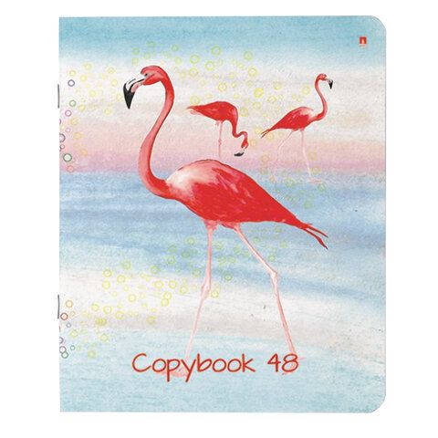 Тетрадь А5 48 л. АЛЬТ скоба, клетка, Soft Touch, фольга, "ФЛАМИНГО" (5 видов), 7-48-730