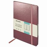 Блокнот А5 (148x218 мм), BRAUBERG "Metropolis Special", под кожу, 80 л., резинка, клетка, медный, 113334