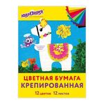 Набор крепированной бумаги, А4, 12 листов, 12 цветов, в папке с европодвесом, ЮНЛАНДИЯ, 112558