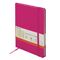 Блокнот А5 (148x218 мм), BRAUBERG "Metropolis", балакрон, 80 л., резинка, клетка, фуксия, 111587