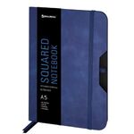 Блокнот А5 (162х218 мм), BRAUBERG "NOTE", под кожу софт-тач, с резинкой, 80 л., клетка, синий, 113438