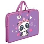 Папка на молнии с ручками ЮНЛАНДИЯ А4, 1 отделение, пластик, ширина 45 мм, "Sweet Panda", 271456