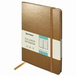 Блокнот А5 (148x218 мм), BRAUBERG "Metropolis Special", под кожу, 80 л., резинка, клетка, золотистый, 113333