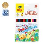 Карандаши цветные Мульти-Пульти "Невероятные приключения", 18цв., трехгран., заточен., картон, европодвес