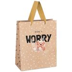 Пакет подарочный 18*23*10см MESHU "Don`t worry", отд. фольгой, крафт