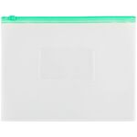 Папка-конверт на zip-молнии OfficeSpace А5, полипропилен, 150мкм, прозрачная, карман, молния зеленая