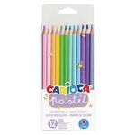 Карандаши цветные пастельные CARIOCA "Pastel", 12 цветов, шестигранные, заточенные, ПВХ чехол, 43034