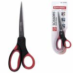 Ножницы BRAUBERG "Office", 210 мм, красно-черные, прорезиненные ручки, 2-х сторонняя заточка, 231566