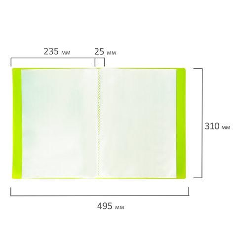 Папка 40 вкладышей BRAUBERG "Neon", 25 мм, неоновая, зеленая, 700 мкм, 227452