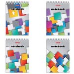 Блокнот А5 146х205 мм, 80 л., гребень, картон, жесткая подложка, клетка, BRAUBERG, "Кубы", 129819