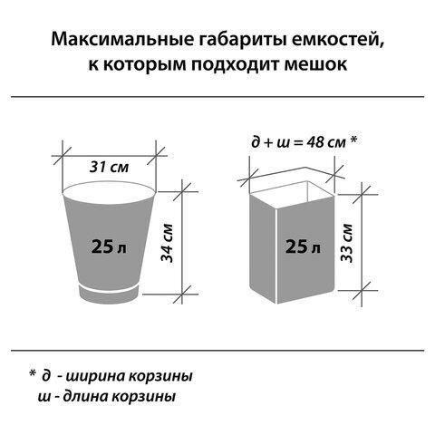 Мешки для мусора 30 л, черные, в рулоне 30 шт., ПНД 8 мкм, 50х60 см, ОФИСМАГ стандарт, 601379