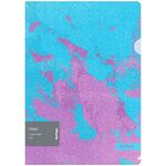 Папка-уголок Berlingo "Haze", 200мкм, голубая/сиреневая, с рисунком, с эффектом блесток