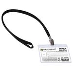 Бейдж горизонтальный (60х90 мм), на черной ленте 45 см, BRAUBERG, 235697