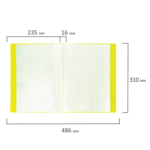 Папка 20 вкладышей BRAUBERG "Neon", 16 мм, неоновая желтая, 700 мкм, 227449