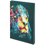 Блокнот МАЛЫЙ ФОРМАТ (110х147 мм), А6, 80 л., твёрдый, клетка, выборочный лак, STAFF, "Лев", 114447