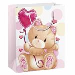 Пакет подарочный 26,5x12,7x33 см ЗОЛОТАЯ СКАЗКА "Lovely Kitty", глиттер, белый с розовым, 608242