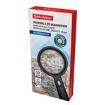 Лупа просмотровая с LED-ПОДСВЕТКОЙ, диаметр 90 мм, увеличение 10, корпус черный, BRAUBERG, 455928