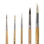 Кисти ПИФАГОР, набор 5 шт. (ПОНИ: круглые № 1, 4; КОЗА: круглые № 3, 6; ЩЕТИНА: плоская № 4), пакет с европодвесом, 200892