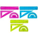 Набор чертежный средний Berlingo "Flexy" (треуг. 14см, линейка 20см, транспортир) гибкий, ассорти, европодвес