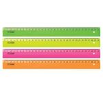 Линейка пластиковая, 30 см, "Neon Crystal", неоновая, ассорти, ЛН31