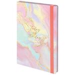 Ежедневник недатированный с резинкой А5 (145х203 мм), BRAUBERG, твердый, фольга, 128 л., "Marble", 114564