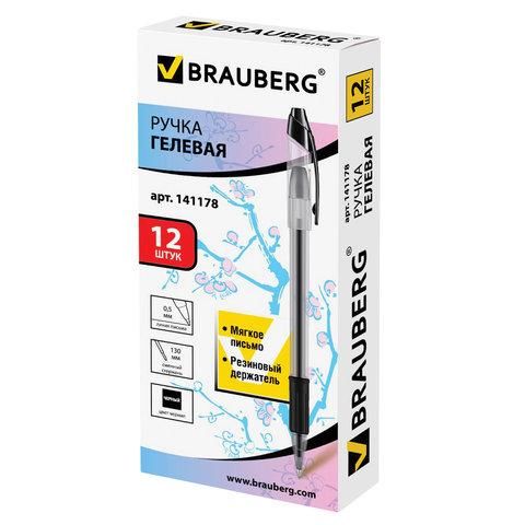 Ручка гелевая с грипом BRAUBERG "Samurai", ЧЕРНАЯ, корпус тонированный, узел 0,5 мм, линия письма 0,35 мм, 141178