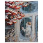 Картина по номерам 40х50 см, ОСТРОВ СОКРОВИЩ "Кот и снегири", на подрамнике, акрил, кисти, 662899