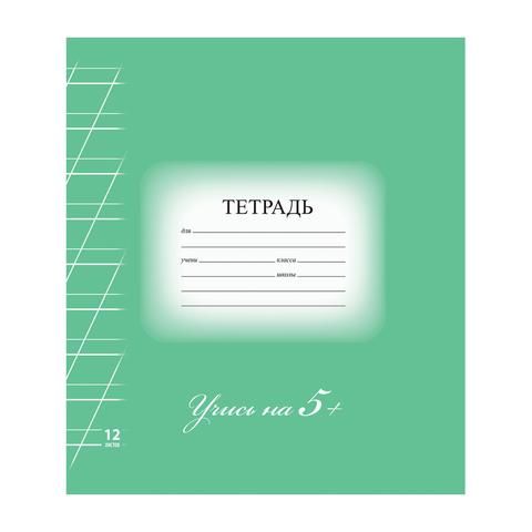 Тетрадь 12 л. BRAUBERG ЭКО "5-КА", косая линия, обложка плотная мелованная бумага, ЗЕЛЕНАЯ, 104762