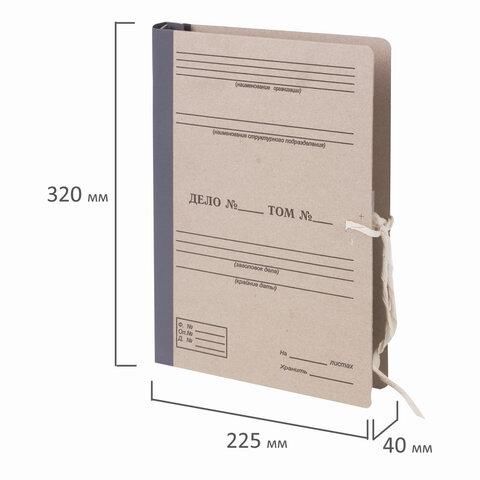 Папка архивная для переплета "Форма 21", 40 мм, с гребешками, БУРАЯ, 4 отверстия, завязки, STAFF, 111054