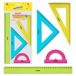 Набор чертежный большой ЮНЛАНДИЯ "Color", (линейка 30 см, 2 треугольника, транспортир), 210756