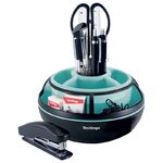 Настольный органайзер Berlingo "Instinct", 9 предметов, вращающийся, черный/мятный