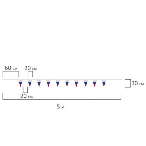 Гирлянда из флагов России, длина 5 м, 10 треугольных флажков 20х30 см, BRAUBERG/STAFF, 550186, RU27