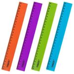 Линейка пластиковая 25 см ПИФАГОР, непрозрачная, неоновая, ассорти, 210790