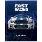 Дневник 1-4 класс 48 л., гибкая обложка, ЮНЛАНДИЯ, выборочный лак, с подсказом, "Fast Racing", 106345